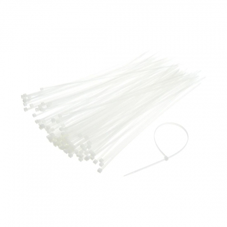 Set 100 Buc Soricei - Coliere de plastic, 100 mm x 3 mm, poliamida, Alb, Flippy [2]