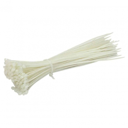 Coliere plastic - Set 100 Buc Soricei - Coliere de plastic, 100 mm x 3 mm, poliamida, Alb, Flippy
