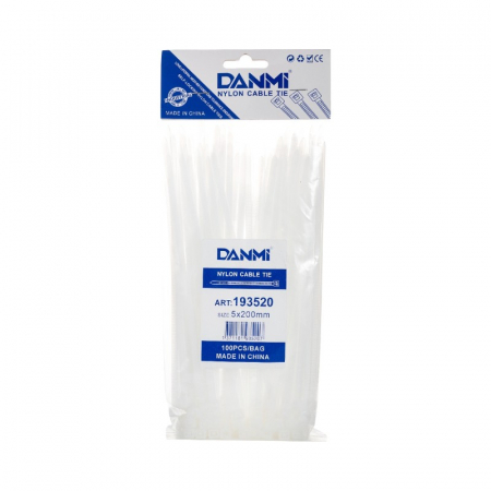 Set 100 Buc Soricei - Coliere de plastic, 100 mm x 3 mm, poliamida, Alb, Flippy [1]
