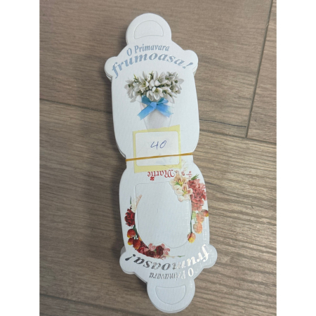 Ambalaje Martisor - Set 100 Bucati Ambalaje de Carton pentru Martisoare, Flippy, Cutii Brosa, Model Gentuta cu Flori