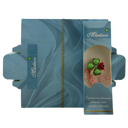 Set 100 Bucati Ambalaje de Carton pentru Martisoare, Flippy, Cutii Brosa, Model Primavara, Albastru [3]