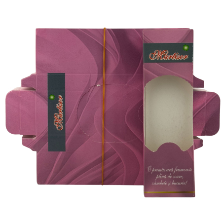 Ambalaje Martisor - Set 100 Bucati Ambalaje de Carton pentru Martisoare, Flippy, Cutii Brosa, Model Primavara, Mov