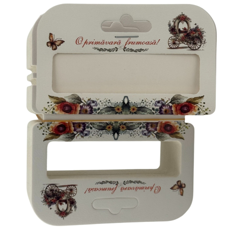 Ambalaje Martisor - Set 100 Bucati Ambalaje de Carton pentru Martisor, Flippy, Cutii Bratara, Model Caleasca