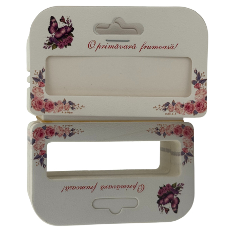 Ambalaje Martisor - Set 100 Bucati Ambalaje de Carton pentru Martisor, Flippy, Cutii Bratara, Model Fluturi Mov