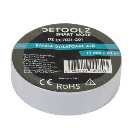Scule si Unelte  - Set 10buc banda izolatoare Detoolz 19mm*20m ALB G01