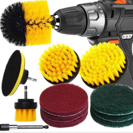 Pentru Casa si Camping - Set 12 Accesorii pentru Curatare Auto, Flippy, Interior si Exterior, Rosu