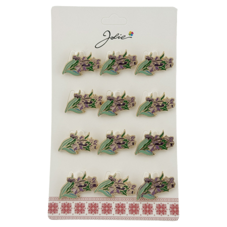 Sub 99 Lei - Set 12 Brose Martisor Flori, Jolie, Brose din Metal, Aspect Lacuit, 2 x 1,5 cm per Unitate, Verde deschis