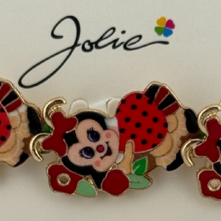 Set 12 Brose Martisor pentru Copii, Jolie, Model Buburuza pe Flori, Rosu [1]