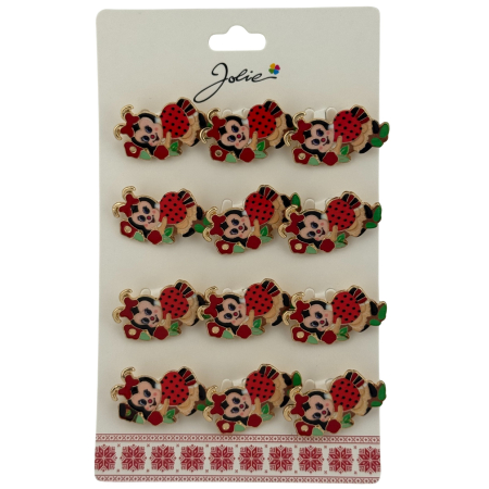 Seturi Brose - Set 12 Brose Martisor pentru Copii, Jolie, Model Buburuza pe Flori, Rosu