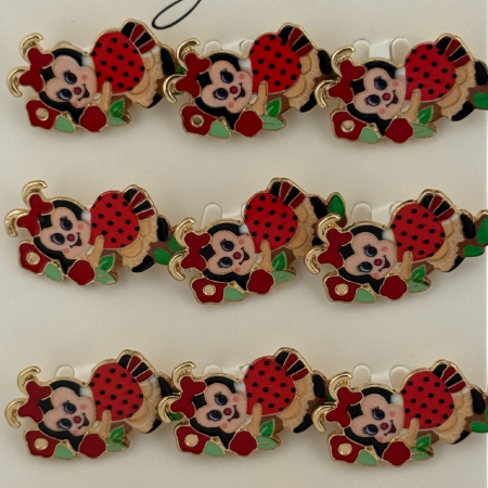 Set 12 Brose Martisor pentru Copii, Jolie, Model Buburuza pe Flori, Rosu [3]