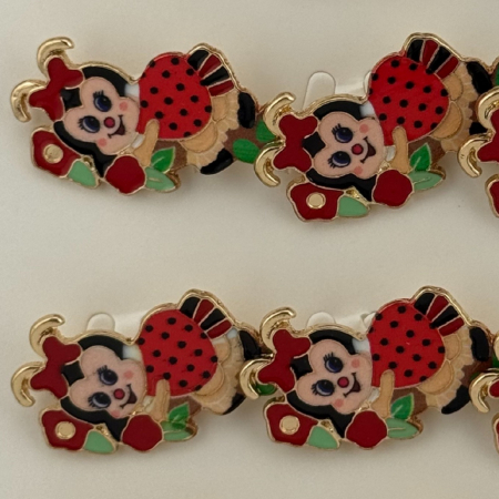 Set 12 Brose Martisor pentru Copii, Jolie, Model Buburuza pe Flori, Rosu [2]