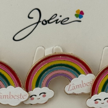 Set 12 Brose Martisor pentru Copii, Jolie, Model Curcubeu, cu Mesaj Zambeste, Multicolor [1]