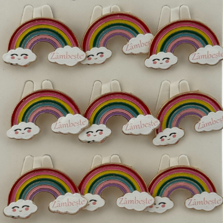 Set 12 Brose Martisor pentru Copii, Jolie, Model Curcubeu, cu Mesaj Zambeste, Multicolor [3]