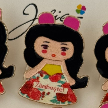 Set 12 Brose Martisor pentru Copii, Jolie, Model Fetita, cu Mesaj Zambeste, Multicolor [1]
