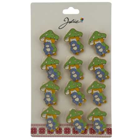 Seturi Brose - Set 12 Brose Martisor pentru Copii, Jolie, Model Fetita cu Ursulet de Plus, Multicolor