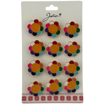 Seturi Brose - Set 12 Brose Martisor pentru Copii, Jolie, Model Floare care Zambeste, Multicolor
