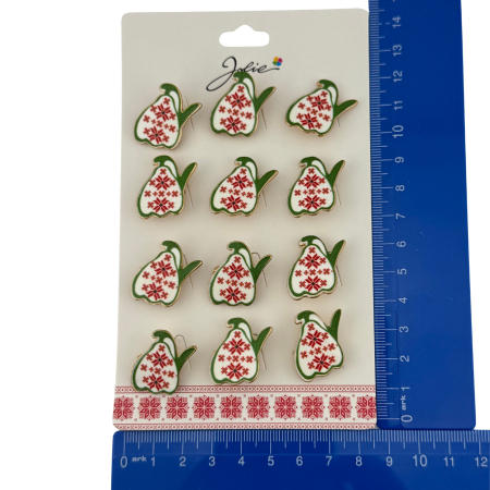 Set 12 Brose Martisor pentru Copii, Jolie, Model Ghiocel cu Motiv Traditional, Multicolor [4]
