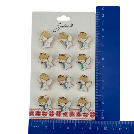 Set 12 Brose Martisor pentru Copii, Jolie, Model Ingeras, Alb [4]