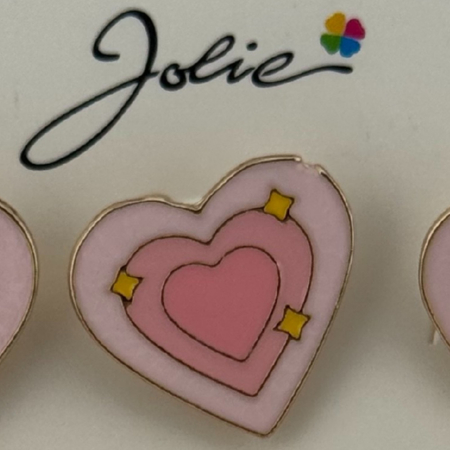 Set 12 Brose Martisor pentru Copii, Jolie, Model Inima cu Stelute, Roz [1]
