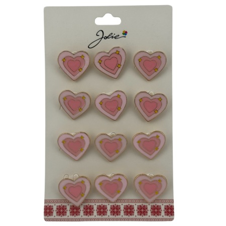 Seturi Brose - Set 12 Brose Martisor pentru Copii, Jolie, Model Inima cu Stelute, Roz