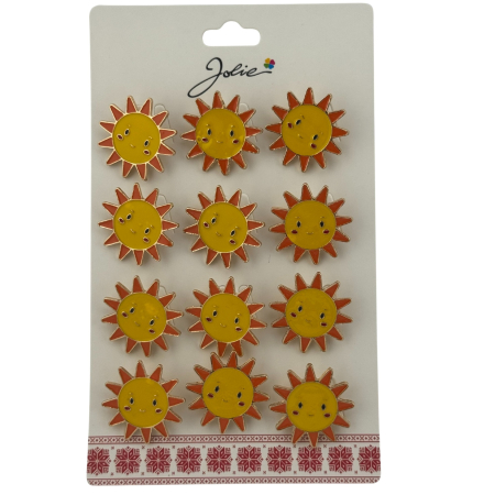 Set 12 Brose Martisor pentru Copii, Jolie, Model Soare, Galben [0]