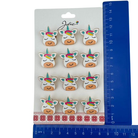Set 12 Brose Martisor pentru Copii, Jolie, Model Unicorn cu Ochii Inchisi, Multicolor [4]