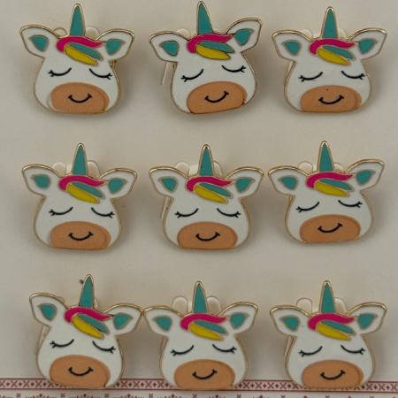 Set 12 Brose Martisor pentru Copii, Jolie, Model Unicorn cu Ochii Inchisi, Multicolor [1]