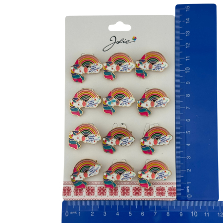 Set 12 Brose Martisor pentru Copii, Jolie, Model Unicorn Curcubeu, cu Mesaj Crede in Magia Martisorului, Multicolor [4]