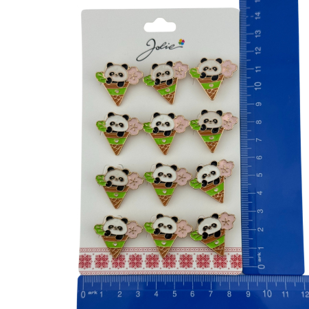 Set 12 Brose Martisor pentru Copii, Jolie, Model Urs Panda in Con de Inghetata, Multicolor [4]
