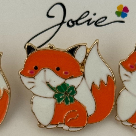 Set 12 Brose Martisor pentru Copii,, Jolie, Model Vulpe cu Trifoi, Portocaliu [1]