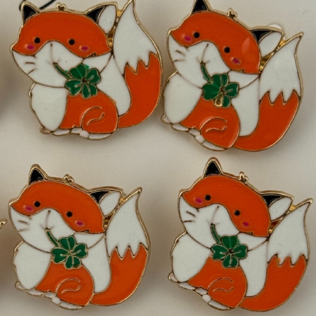 Set 12 Brose Martisor pentru Copii,, Jolie, Model Vulpe cu Trifoi, Portocaliu [2]