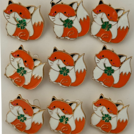 Set 12 Brose Martisor pentru Copii,, Jolie, Model Vulpe cu Trifoi, Portocaliu [3]