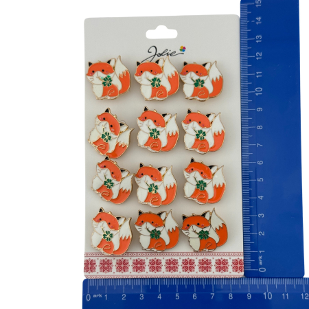 Set 12 Brose Martisor pentru Copii,, Jolie, Model Vulpe cu Trifoi, Portocaliu [4]
