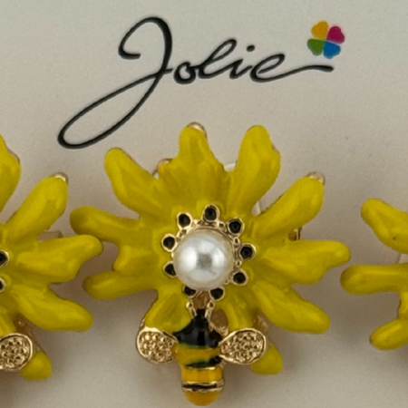 Set 12 Brose Martisor Primavara, Jolie, Model Albina pe Floare Galbena [1]