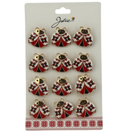 Seturi Brose - Set 12 Brose Martisor Primavara, Jolie, Model Buburuza cu Motiv Traditional
