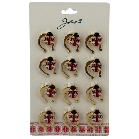 Seturi Brose - Set 12 Brose Martisor Primavara, Jolie, Model Buburuza cu Motiv Traditional in Potcoava
