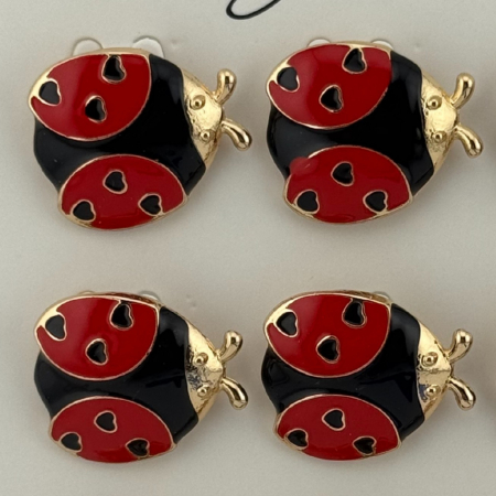 Set 12 Brose Martisor Primavara, Jolie, Model Buburuza, Rosu-Negru [2]