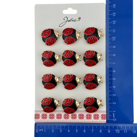 Set 12 Brose Martisor Primavara, Jolie, Model Buburuza, Rosu-Negru [4]