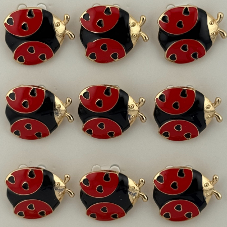 Set 12 Brose Martisor Primavara, Jolie, Model Buburuza, Rosu-Negru [3]