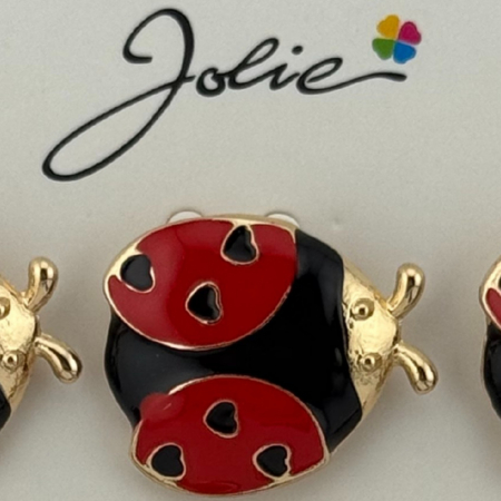 Set 12 Brose Martisor Primavara, Jolie, Model Buburuza, Rosu-Negru [1]