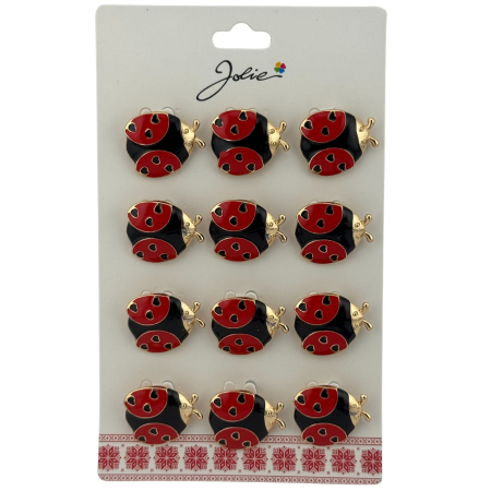 Seturi Brose - Set 12 Brose Martisor Primavara, Jolie, Model Buburuza, Rosu-Negru