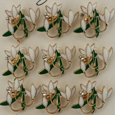 Set 12 Brose Martisor Primavara, Jolie, Model Buchet Ghiocei cu Piatra [3]