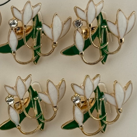 Set 12 Brose Martisor Primavara, Jolie, Model Buchet Ghiocei cu Piatra [2]