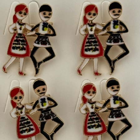 Set 12 Brose Martisor Primavara, Jolie, Model Cuplu Dansatori Traditional, Multicolor [2]