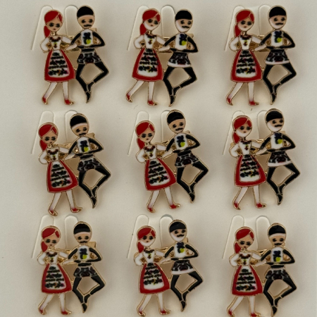 Set 12 Brose Martisor Primavara, Jolie, Model Cuplu Dansatori Traditional, Multicolor [3]