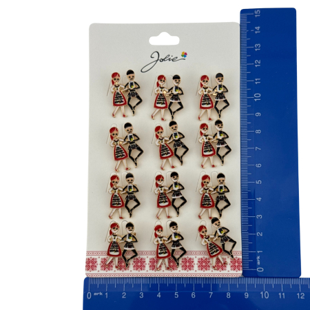 Set 12 Brose Martisor Primavara, Jolie, Model Cuplu Dansatori Traditional, Multicolor [4]