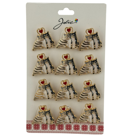 Seturi Brose - Set 12 Brose Martisor Primavara, Jolie, Model Cuplu de Pisici