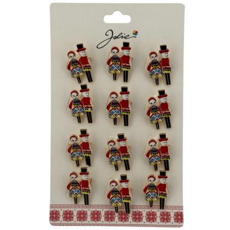 Sub 99 Lei - Set 12 Brose Martisor Primavara, Jolie, Model Cuplu Traditional, Multicolor