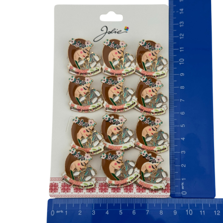 Set 12 Brose Martisor Primavara, Jolie, Model Fata, cu Mesaj Ghiocei pentru Mama, Multicolor [4]