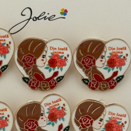 Set 12 Brose Martisor Primavara, Jolie, Model Fata, Mesaj Din Toata Inima, Multicolor [2]